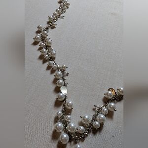 Elegant Silver and White Pearl Necklace
